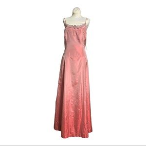 Badgley Mischka Y2K vintage 100% silk gown size 8 coral embellished floor length
